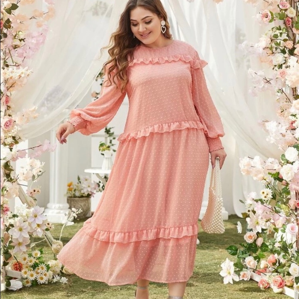 🌷Swiss Dot Ruffle Trim Sleeve 2XL Dress🌷